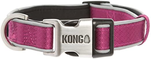 by Barker Brands Inc. Kong Reflective Premium Neoprene Padded Dog Collar (Maroon, XL)