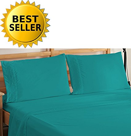 Elegant Comfort 4-Piece Bedding Sheet Set! Luxury Soft 1500 Thread Count Egyptian Quality Wrinkle & Fade Resistant with Deep Pocket, Full, Turquoise