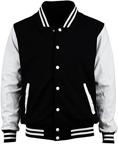 Angel Cola Black & White Cotton Varsity Lightweight Letterman Jacket