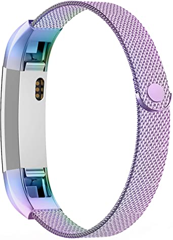 POY Compatible for Fitbit Alta Bands, Stainless Steel Metal Replacement Bracelet Strap with Unique Magnet Lock for Fitbit Alta and Fitbit Alta HR