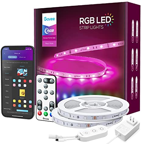 Govee Smart LED Strip Lights, 49.2ft Wi-Fi LED Light Strip with App and Remote Control, Works with Alexa and Google Assistant, Music Sync RGB Lights for Bedroom, Kitchen, TV, Party