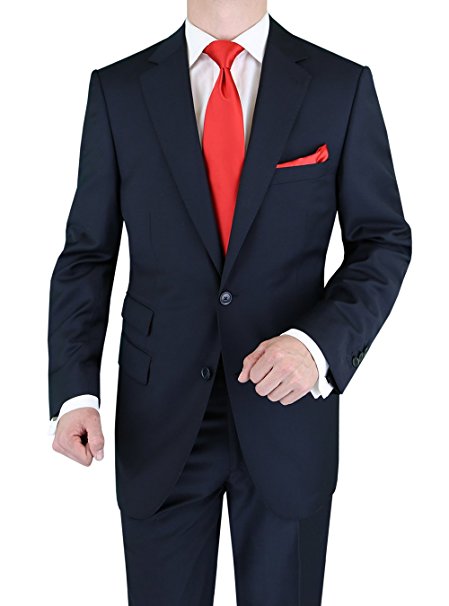 Luciano Natazzi Men's 180'S Wool Cashmere Ticket Pocket Suit
