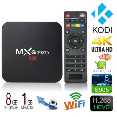 Uppel Android 5.1 TV BOX MXQ Pro Streaming Media Player DDR3 1G Mini PC and Game play station Amlogic S905 4K Quad-core Set Top Box 64-bit Kodi Fully Loaded TV like Computer