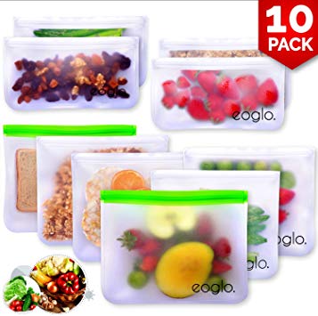 innokitchen Reusable Storage Bags (10 Pack) | To Go   Store   Freeze | Lunch Sandwiches | Kids Food | Snacks and Fruits | Travel Toiletries | EXTRA THICK | LeakProof | Resealable | BPA Free