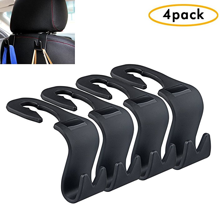 (Set of 4) Car Headrest Hanger, Akwox Universal Car Hook 4 Car SUV Back Seat Headrest Hanger Storage Hooks