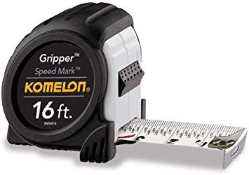 Komelon SM5416 Speed Mark Gripper Acrylic Coated Steel Blade Tape Measure 16-feet by 1-Inch, White Blade New version