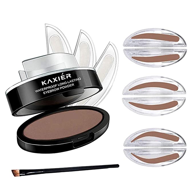 GL-Turelifes Eye Brow Stamp Powder Perfect Eyebrow Power Seal Nature Eye Brow Powder Delicate Shape with Brush (Light Brown)