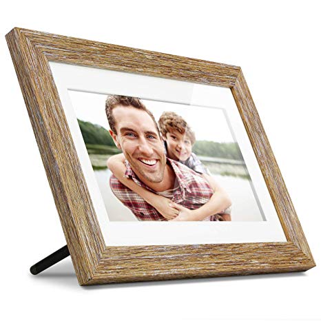 Aluratek (ADPFD10F) 10 inch Digital Photo Frame with Auto Slideshow, Distressed Wood Border, 1024 x 600, 16: 9 Aspect Ratio, Wall Mountable