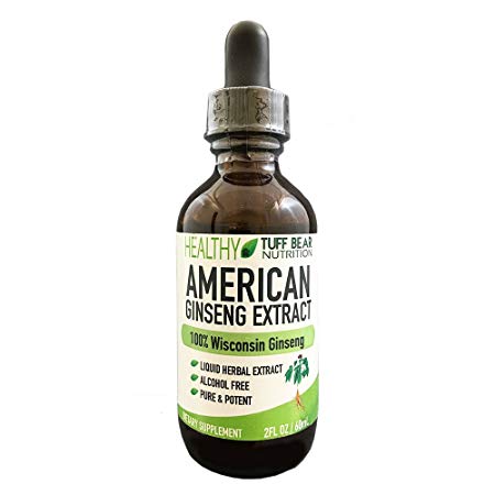 American Ginseng Extract, 1FL oz, Best American Wisconsin Ginseng Extract, Made with 100% Natural Pure Potent Herbal Panax American Wisconsin Ginseng Roots by TUFF Bear