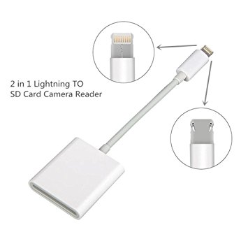 YKSH SD Card Camera Reader with 2 in 1 Android Micro USB and iPhone & iPad Lightning Connector