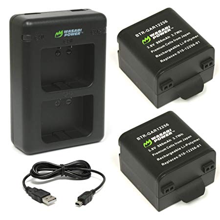 Wasabi Power Battery (2-Pack) and Dual Charger for Garmin 010-12256-01 and Garmin VIRB X, VIRB XE