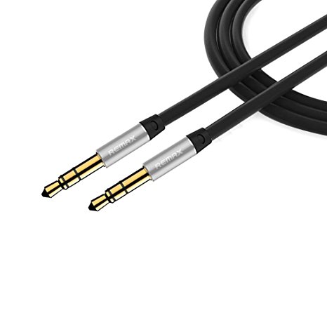 Audio Cable Male to Male 3.5mm Auxiliary Cable with Gold Plated Connectors for Apple, Android Smartphones, Tablet and MP3 Players - Standard Packaging (Black)