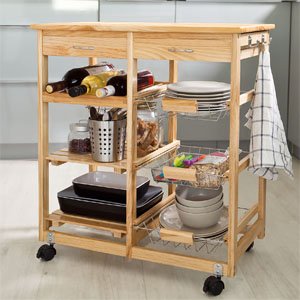 Kitchen trolley cart with shelves and drawe FKW04-N   75cm H x 67cm W x 37cm D