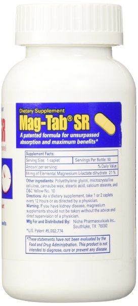 Mag-Tab SR magnesium supplement 84 mg 7 Meq caplets - 100 Ea