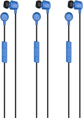 Skullcandy Jib In-Ear Wired Earbuds, Noise Isolating, Microphone, Works with Bluetooth Devices and Computers - Cobalt Blue 3-Pack