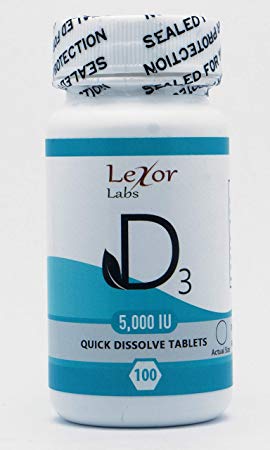 Lexor Labs Vitamin D3 5000 IU Quick Dissolve Tablets - Bone & Teeth Health Supplement, Supports Mood & Immune Function - 100Count