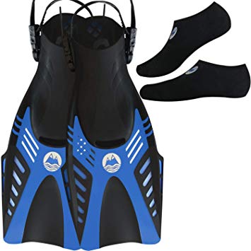 cozia design Swim Fins with Water Socks - Snorkel Fins Swimming Optimized for Ease of use with Neoprene Socks for Extra Comfort