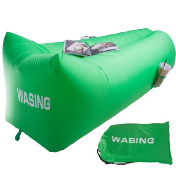 WASING-The Second Generation Inflatable Air Lounger with Only 1 Opening 100% Easily Inflates In 10 Seconds ,Lightweight 2.2lbs,Hangout Beach Couch Sofa with Portable Carry Bag ,Outdoor Bean Bag Chair Air Hammock