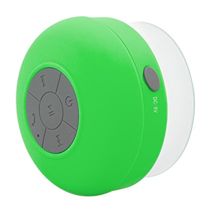 Soundplus Waterproof Portable Bluetooth Shower Speaker, 6 Hours Playtime, with Built in Mic. Green