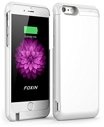 iPhone 6 Battery Case, Foxin 7000 mAh Extended Battery Case Rechargeable Power Bank Charging Case for iPhone 6 / 6s (4.7 inch) (7000mah White)