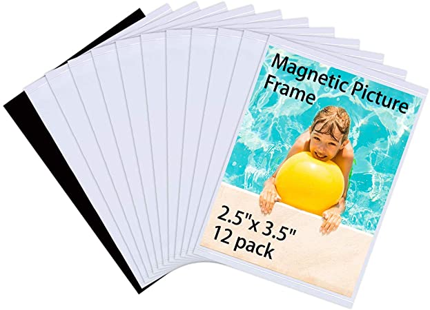 HIIMIEI 12 Pack Wallet 2.5x3.5 Magnetic Picture Refrigerator Frames for Polaroid instax Photos,2x3 Small Fridge Magnet Photo Frames Pocket