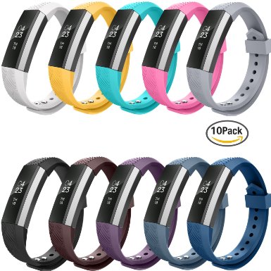 Fitbit Alta Bands,Greeninsync(TM) Textured Finish Fitbit Alta Accessory Replacement Bands Small 10 set W Metal Clasp Unique Design Fatener for Man Women Kids