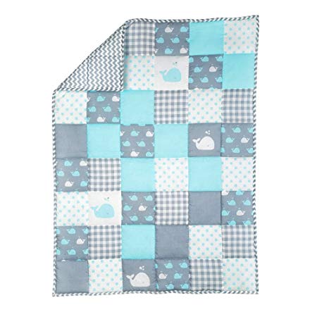 RAJRANG Plush Blue Toddler Blanket Soft Cot Comforter for Boys and Girls Pure Cotton Baby Cradle Quilt