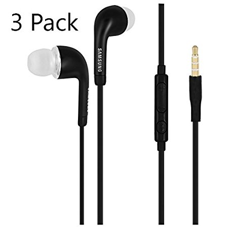 3 Pack Samsung EHS64AVFBE Black Stereo Headset Earbuds Microphone with Remote