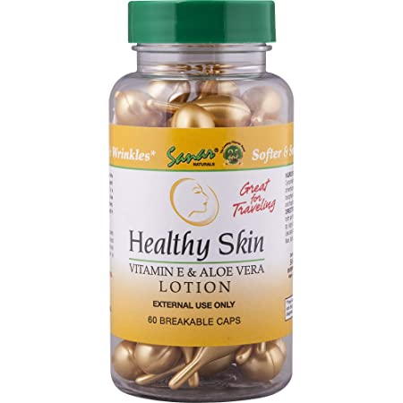 Healthy Skin Aloe Vera Gel and Vitamin E Oil Moisturizer Lotion - Travel Size Skin Care Cream for Women, 60 Portable Lotion Capsules