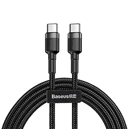 Baseus Type C to Type C 2.0 60W PD Charging Cable for Laptops and Smartphones (60W 2 Meters, Grey Black)
