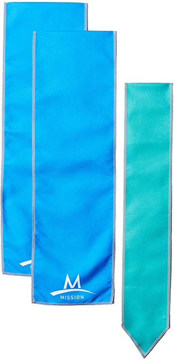 Mission Cooling Accessories Multi-Pack with 1 Cooling Scarf/2 Cooling Wraps, Blue & Aqua, One Size