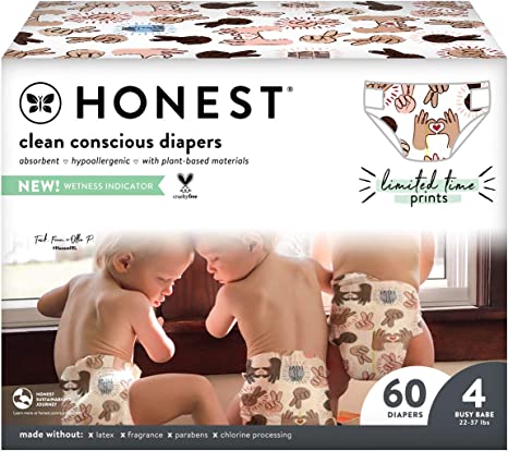 The Honest Company , Club Box , Clean Conscious Diapers , Spring Seasonal - Peace By Peace, Size 4, 60 Count