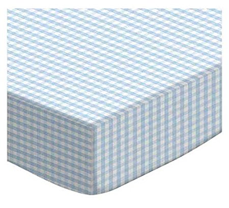 SheetWorld Fitted Crib / Toddler Sheet - Blue Gingham Jersey Knit - Made In USA