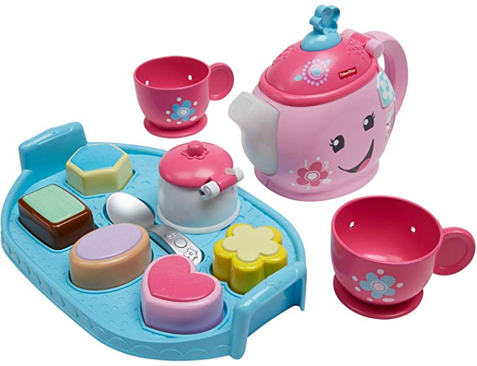 Fisher-Price DYM76 Laugh and Learn Sweet Manners Tea Playset, Toddler Role Play Tea Set Toy for Children with Educational Shape Sorter, Lights and Songs, Suitable 18 Months Plus