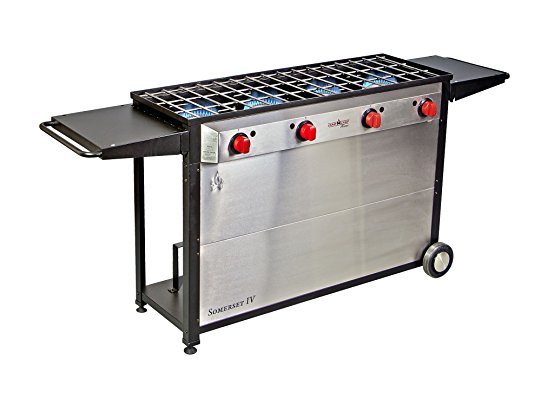 Camp Chef Somerset 4- Burner BBQ Cart, Catering, Family Reunion, Outdoor Kitchen, Backyard Jumbo Grill Fits 16" Accessories (Orange Flame)