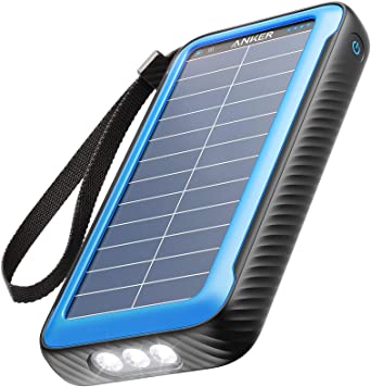 Anker PowerCore Solar 20000, 18W USB-C Power Bank 20,000 mAh with Dual Ports, Flashlight, IP65 Splash Proof and Dustproof for Outdoor Activities, Compatible with Smartphones and Other Devices