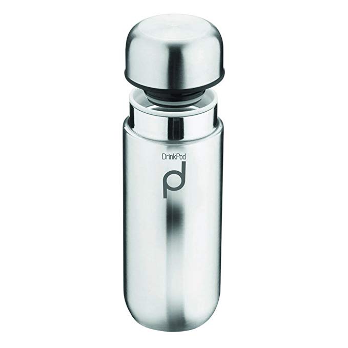 Grunwerg Vacuum Insulated Drinkpod Capsule Flask, Stainless Steel, Mirror, 200ml