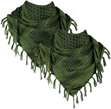 FREE SOLDIER 100% Cotton Scarf Military Shemagh Tactical Desert Keffiyeh Head Neck Scarf Arab Wrap with Tassel 43x43 inches