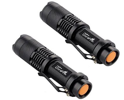 2pcs UltraFire SK98 Adjustable Focus Zoom UltraFire CREE XML-T6 LED Waterproof Flashlight Torch 3-Modes 1200 lumens powered by 1pc 18650 3.7v recahargeable battery(not included)