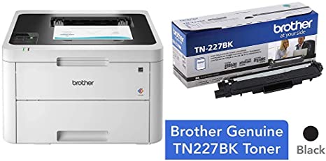 Brother HL-L3230CDW Compact Digital Color Printer Providing Laser Printer Quality Results & Genuine TN227, TN227BK, High Yield Toner Cartridge, Page Yield Up to 3,000 Pages, TN227BK