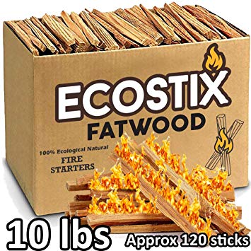 EasyGoProducts Approx. 120 Eco-Stix Fatwood Starter Kindling Firewood Sticks Wood Stoves Camping Firestarter Fire Pit BBQ, 10 Lbs