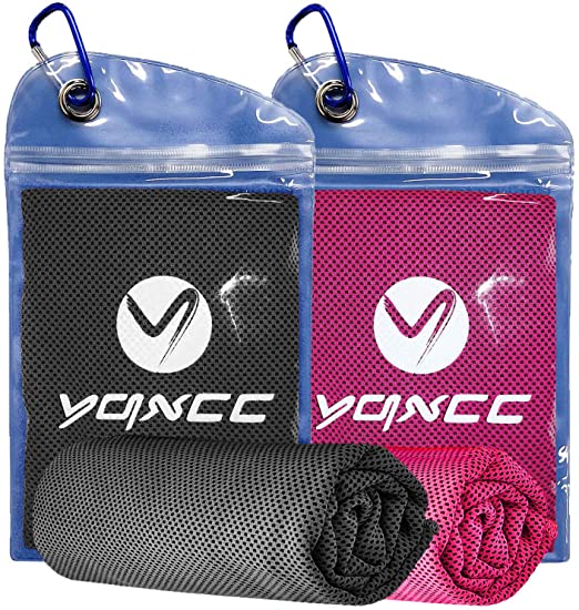 YQXCC 2 Pack Cooling Towel (120 x 30 cm), Ice Towel, Microfiber Towel For Instant Cooling Relief, Cool Cold Towel for Yoga Beach Golf Travel Gym Sports Swimming Camping