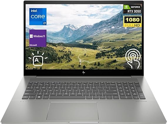 HP Envy 17.3" FHD Touchscreen Laptop, Intel 10-Core i7-1355U Processor, NVIDIA GeForce RTX 3050, 64GB RAM 1TB SSD, Wi-Fi 6E, Bluetooth 5.3, Backlit Keyboard, SD Card Reader, Windows 11 Home, Silver