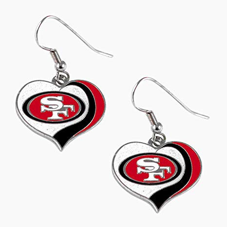 aminco NFL Womens NFL Sports Team Logo Swirl Heart Glitter Earring Set