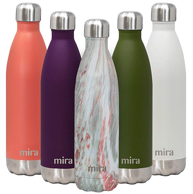 MIRA 25 Oz Stainless Steel Vacuum Insulated Water Bottle | Double Walled Cola Shape Thermos | 24 Hours Cold, 12 Hours Hot | Reusable Metal Water Bottle | Leak-Proof Sports Flask | Cool Mist