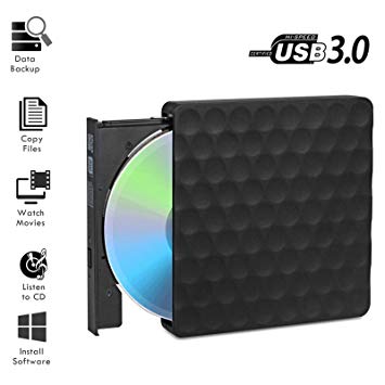 UOOYOO Portable DVD Drive USB External, CD DVD  /-RW Drive with USB 3.0 Slim CD DVD ROM Recorder Writer Burner,High Speed Data Transfer for Desktop/Laptop Mac/Linux OS and Windows OS