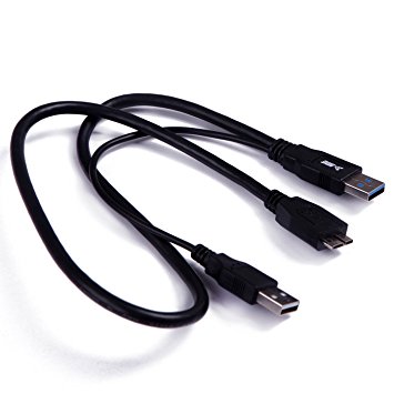 HDE Super Speed USB 3.0 Y Splitter Data Cable- Male to Micro-B and Male A for HDD Hard Drive Computer PC Laptop