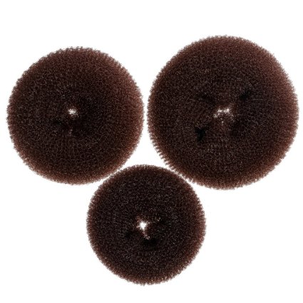 Wleec Beauty 3 Pieces Hair Donut Bun Maker, Large Medium Small Each One (Brown)