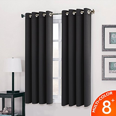 Blackout Curtains 63-Inch Set of 2 Panels, Thermal Insulated Solid Grommets Curtains for Living Room(Each Panel 52 by 63Inch, Supreme Black)