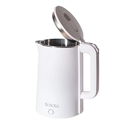 Tesora - Inspired by you Large Premium Electric Kettle 1.8L |Stainless Steel Inner Body | Auto Power Cut | Boil Dry Protection & Cool Touch Double Wall | Portable 1500 Watts |1 Year Warranty - White